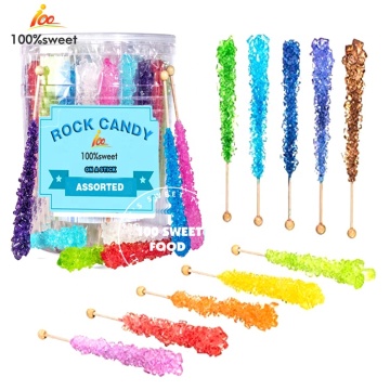 Multicolor Mixed Fruit Flavour Crystal Rock Candy Stick Lollipop - Factory OEM Haccp Halal Certified