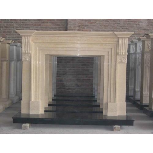 Sculpture Carved Natural Stone Fireplace