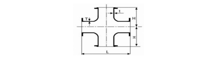 all flanged cross drawing