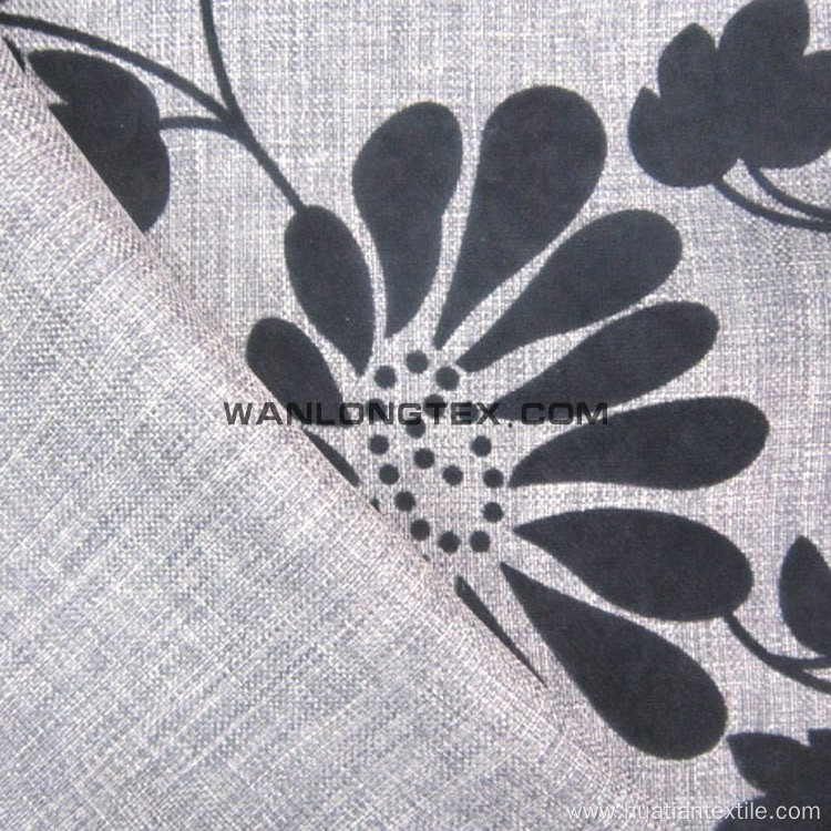 flocking Polyester Linen look upholstery fabric for sofa