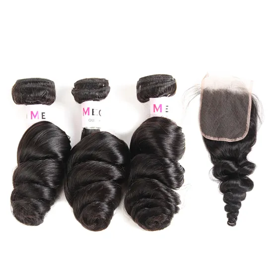 Natural Wet And Wavy Curly Brazilian Virgin Remy Human Hair Weave With Silk Base Lace Closure Free Part