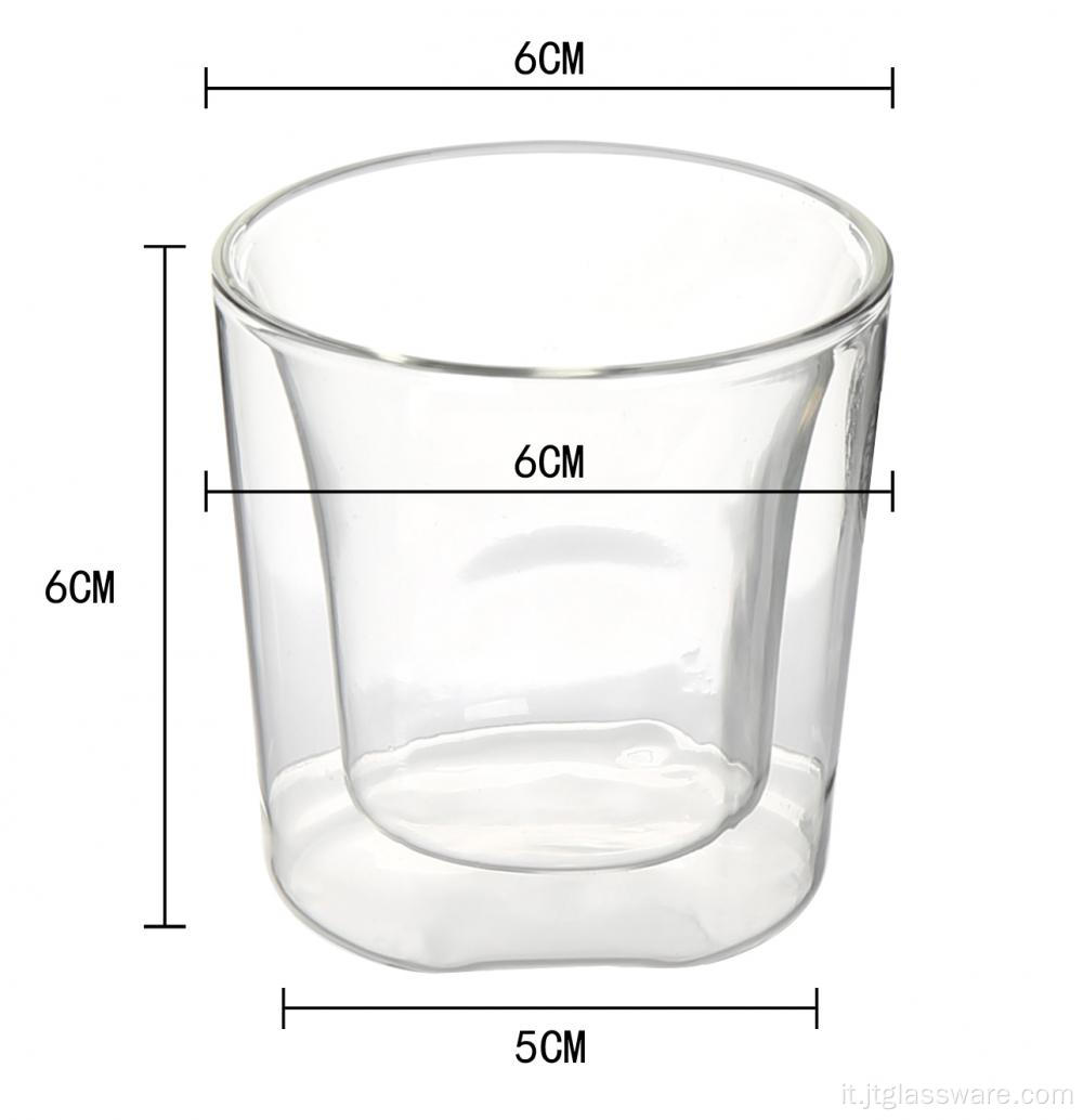 Tazza di vetro economica a doppia parete da cucina per la casa