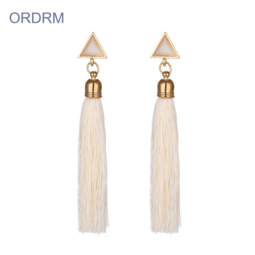 Statement white cream tassel earrings cheap