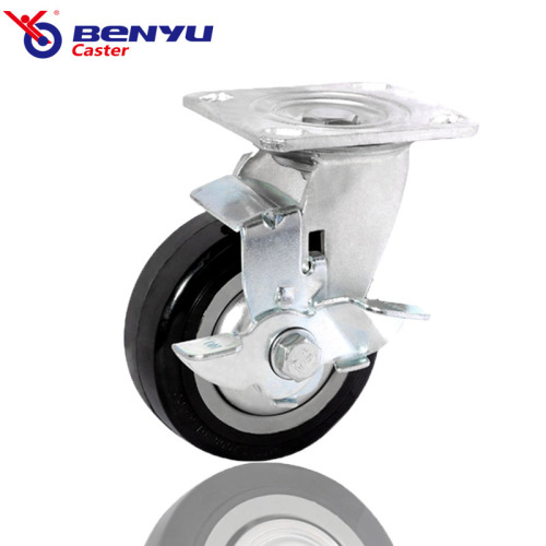 Black Heavy Duty Side Brake Industrial Furniture Casters