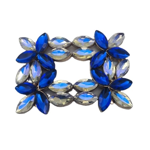Clips de chaussures en strass bleu et blanc