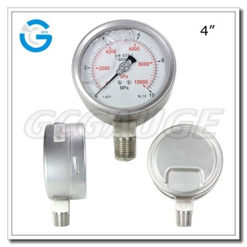 High quality 4Inch 100mm all stainless steel liquid filled pressure gague with bottom connection