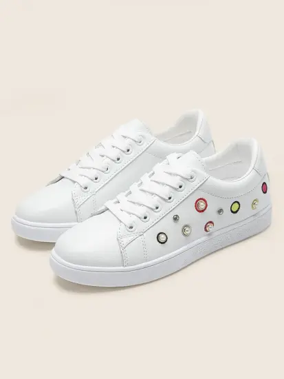 2021 embroidery with pearl special white women shoes