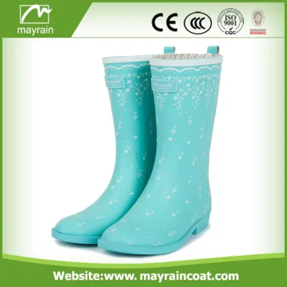 Elegance Flower Printing Ladies Rain Boots