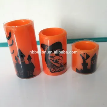 led halloween flameless yellow flicking candles set of 3 Halloween led candle lights led real wax candles halloween candles