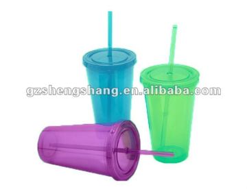plastic tumbler with straw FDA & SGS test, Eco-friendly