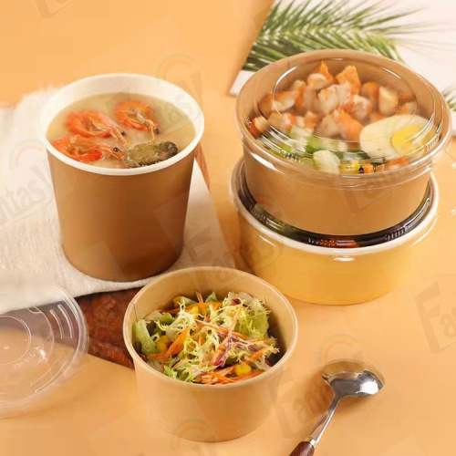 Retângulo quadrado Kraft Paper Fast Food Salad Bowl