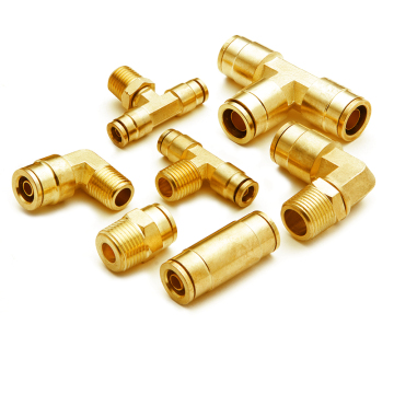 D.O.T Push Fit Brass Fittings: Swivel Male Elbow, Female Elbow, Run Tee, Branch Tee