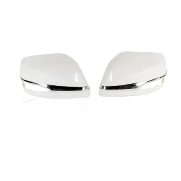 MAICTOP Auto Parts White Rear View Mirror Cover with Base and Lamp for LX570 2018