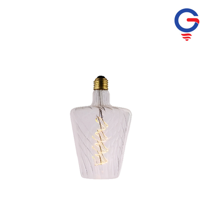 Lavender Pink Spiral Textured Glass Flask LED Bulb