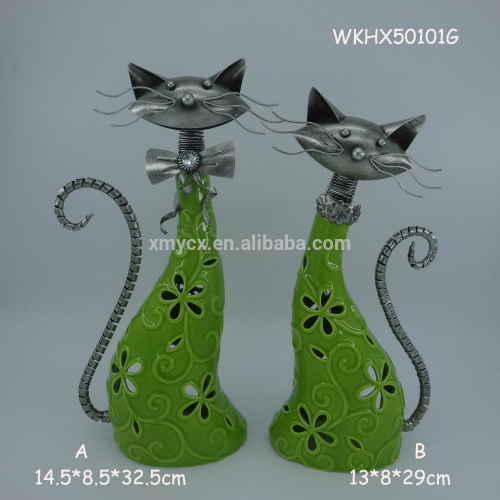 Ceramic cat figurine tea light candle holders wholesale