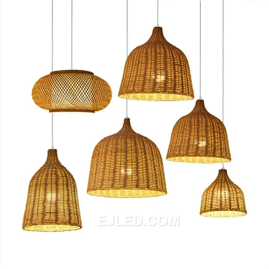 Wholesale Bamboo Pendant Light: Rattan Chandelier with E27 Socket for Home Decor - RT0031