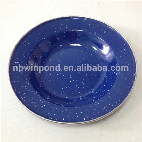 Round shape stainless steel rim dinner enamel tray