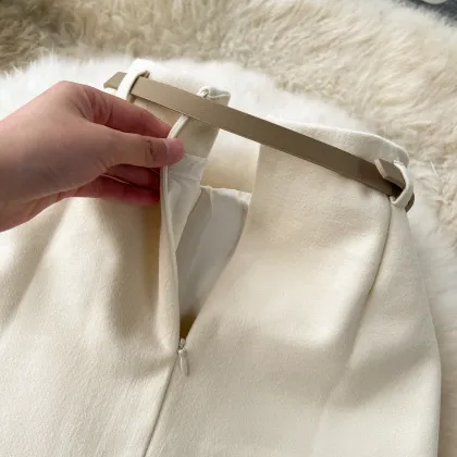 LW0236: New Autumn/Winter Woolen Dress with Matching Slim-Fit Wrap Hip Skirt