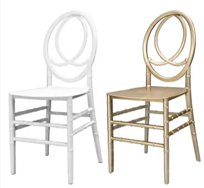 Stackable Infinity White Resin Phoenix Chair Rentals for Weddings and Events