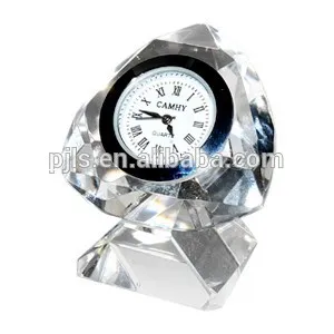Diamond shape Art Crystal diamond clock/Diamond crystal clock