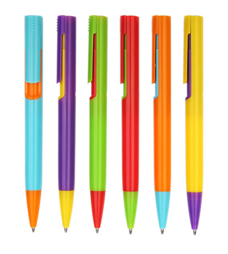 Yan itme plastik tükenmez kalem karışımı renkler
