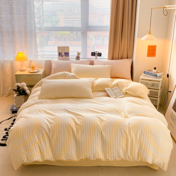 Soft Wholesale Seersucker Stripe Polyester Bedding Duvet Cover Set
