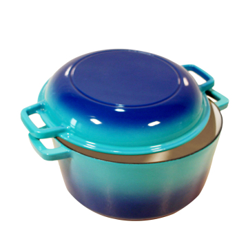 OEM 2-in-1 Blue Enamel Colorful Double Use Cast Iron Saucepan Pan: Your Ultimate Cooking Companion