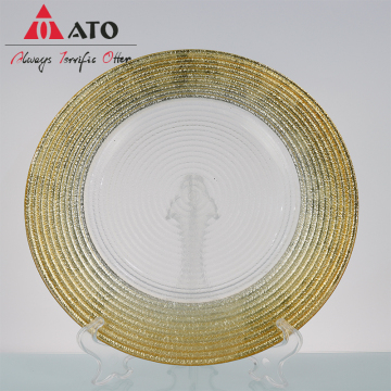 ATO Wholesale round shiny Tableware gold charger plate