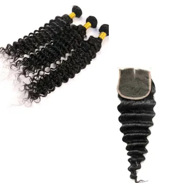 Virgin Straight Human Hair Weaves Bundles With Closure Kinky Straight 5x5 Lace Closure With Bundles