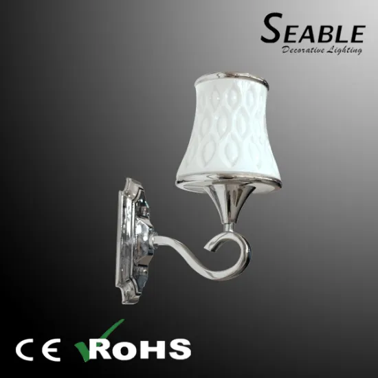 Hotel light factory price white color wall lamp with Glass shade+iron base