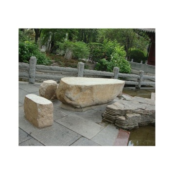 Yellow Natural Rock Stone Outdoor Table and Chair Patio Furniture Set