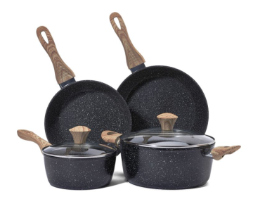 nonstick aluminium set bakelite handle with wooden coating