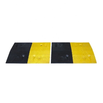 Black and Yellow Rubber Herringbone Pattern Road Speed Bump