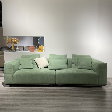 Ghế sofa tối giản hiện đại ánh sáng sofa nhung màu xanh lá cây