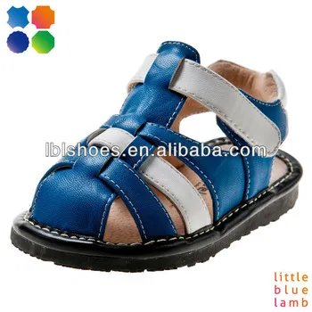 2013 kid leather squeaky beach sandals baby shoe SQ-B5506BU
