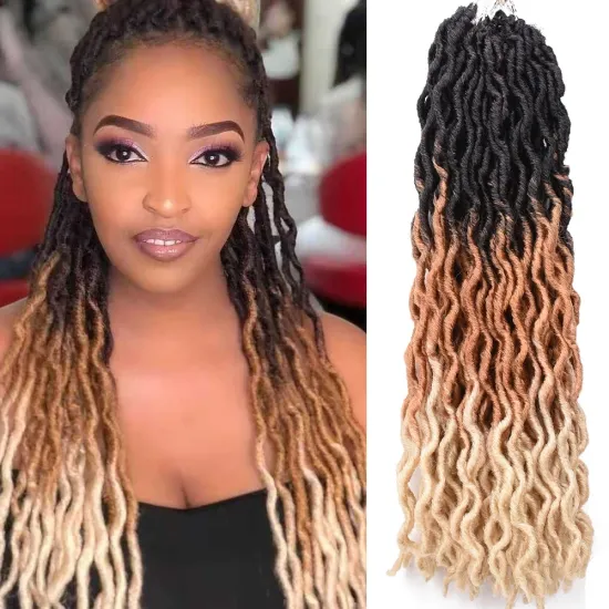 Gypsy Wavy Curly Goddess Faux Locs Twist Braids crochet hair In Synthetic Braiding Hair Extension Ombre Braid Hair Extensions