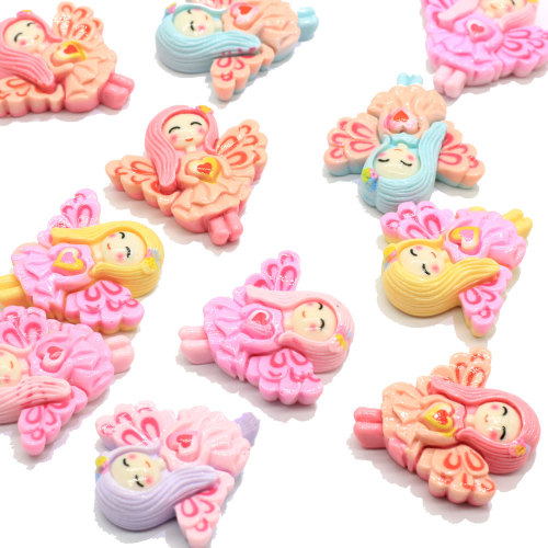 Pretty Newest 2020 Novel Resin Beads Flat Back Wing Girls Body Cartoon Style Kawaii Popular Cabochons for Craft Decor Stickers