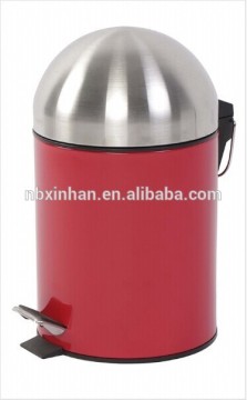 Comtenporary stylishe bathroom 3L red coating step-on trash can with top finishing