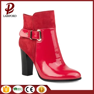 red patent leather short and half boots