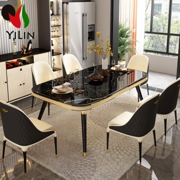 Wholesale Italian Modern Simple Luxury Marble Table Top Rectangle Dining Set