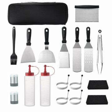 Kamp Barbekü Izgara Spatula Düz Üst Griddle Aksesuarları Taşıma Torbası ile