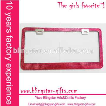 6 rows rhinestone chrome license plate frame