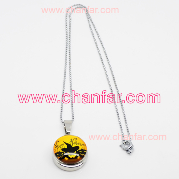 High Quality Glass Button Snap With Chains Necklace Jewelry