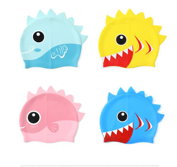 3D Cute Cartoon Logo Kids Silicone Swimming Cap: Waterproof, Elastic, and Perfect for Baby and Child Bathing Protection