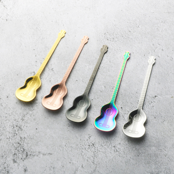 Colorful Guitar Design Stainless Steel Dessert Spoon