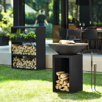 Outdoor Bbq wood burning stove carbon steel corten steel metal fire pit barbecue grill wood fired plancha grill