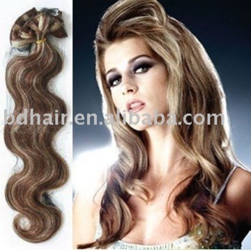 two tone clip hair extension mixed color hair extension