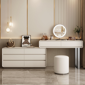 High-End Modern Simple Bedroom Dresser with Retractable Corner Makeup Table