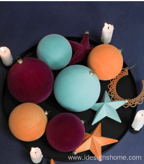 8CM XMAS Decorating Flocked Plastic Ball Ornament