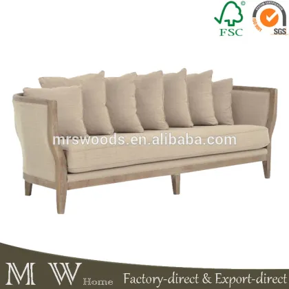 french country style oak wood sofa, solid oak wood upholstery sofa, oak wood sofa
